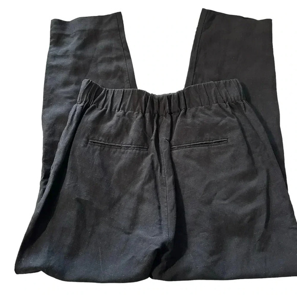 Ann Taylor women's PXS linen blend black cropped pants - Picture 2 of 4